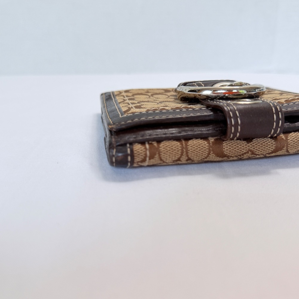 Coach SOHO Bifold Wallet Womens Brown Signature Jacquard Buckle Snap - Picture 9 of 16